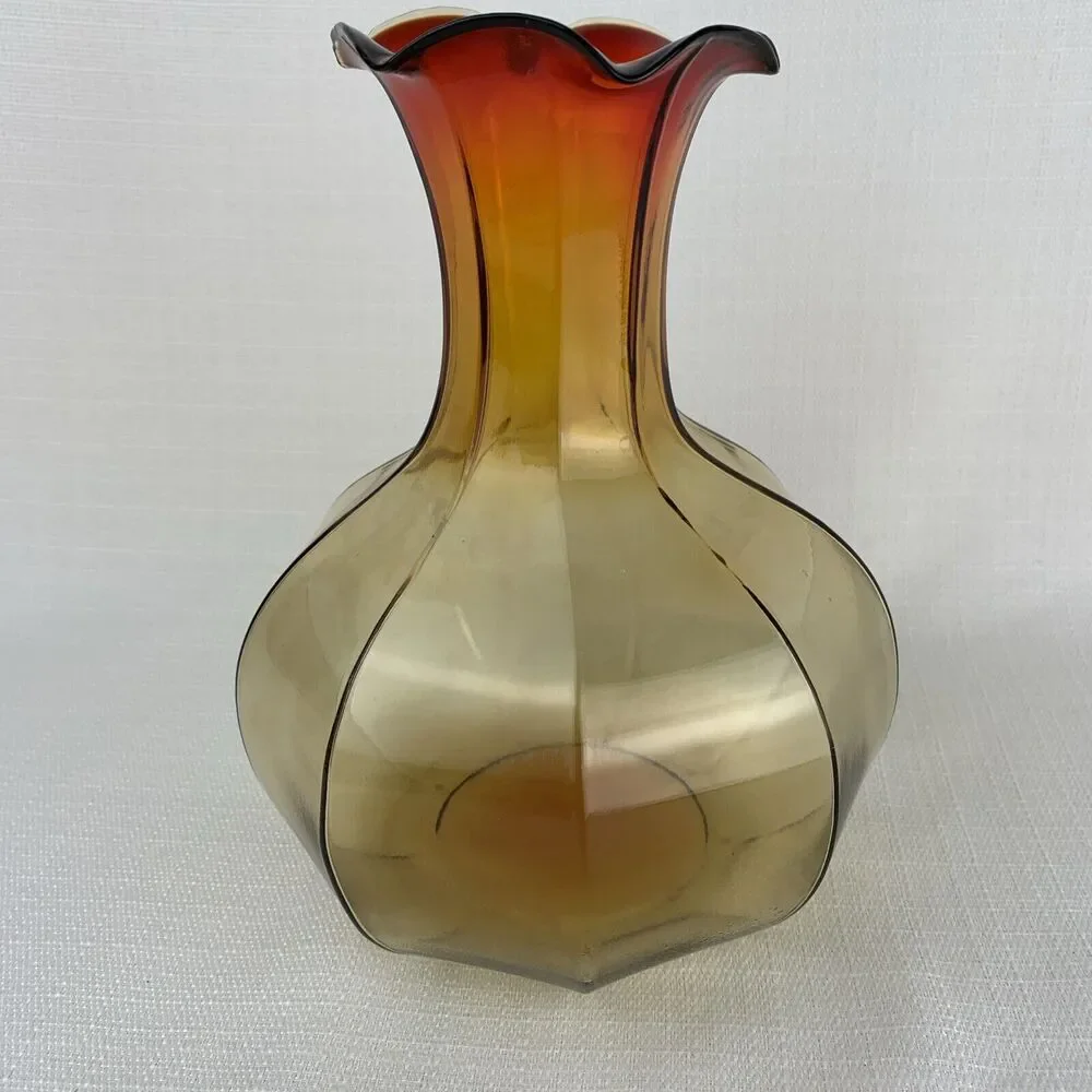 Vintage Tiara Amberina Vase 8